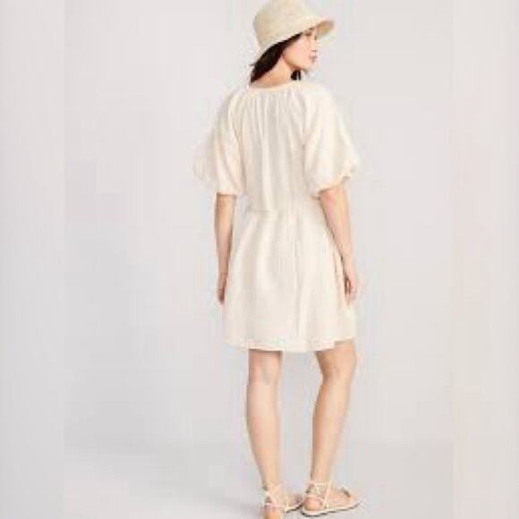 Old Navy Waist-Defined Puff-Sleeve Mini Dress Large NWT - Picture 6 of 9